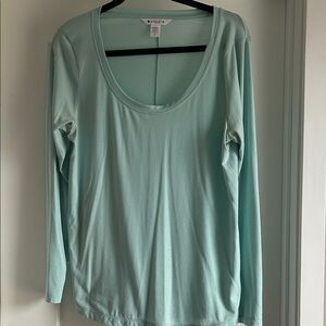 Athleta Long-Sleeve Scoop Neck Top in Light Aqua